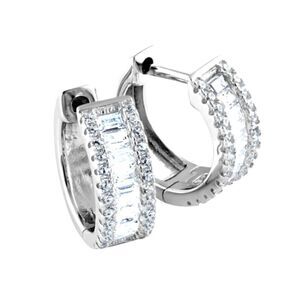 CZ BAGUETTE  Huggie Clip Earrings